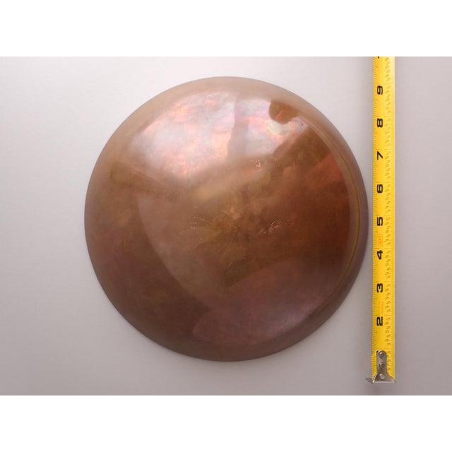 Copper Late 20th Century Signed Copper and Black Stingray Shagreen Vide Poche Bowl With Pearl For Sale - Image 8 of 8