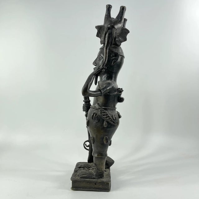 Early 20th Century Benin Bronze Warrior Figure Nigeria For Sale - Image 4 of 9
