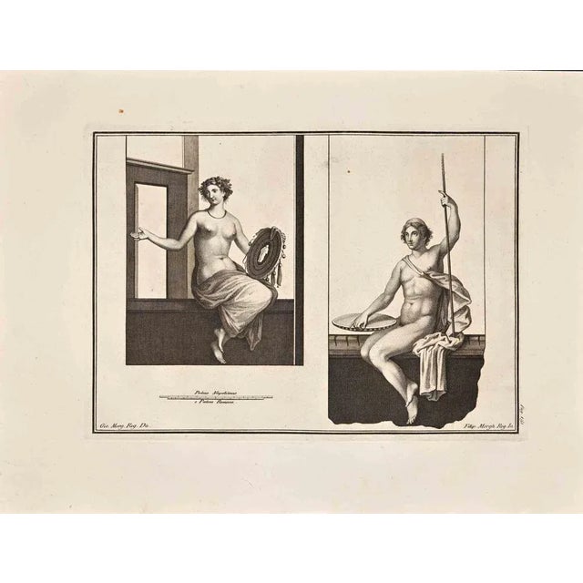 Ancient roman scene from the series "antiquities of herculaneum", is an original etching on paper realized by giovanni...