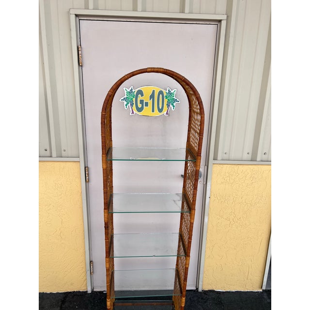 Mid-Century Modern Mid 20th Century Arched Wicker Shelf For Sale - Image 3 of 6