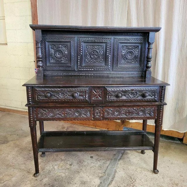 Circa 1790 English Carved Sideboard With 2 Drawers & Shelf For Sale - Image 13 of 13