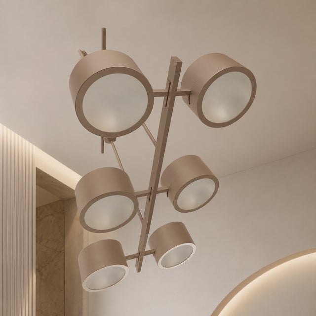 Metal Gray Stilnovo Lelli Style Sputnik Chandelier Italian 6 Arms For Sale - Image 9 of 12
