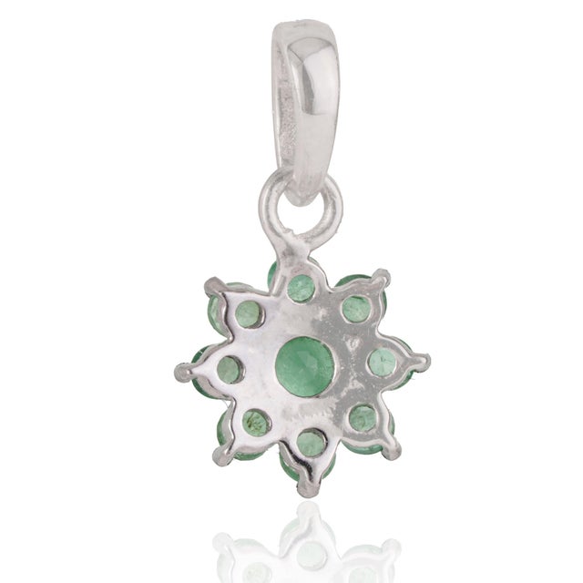 Not Yet Made - Made To Order Botanical Floral 925 Silver Emerald Cluster Charm Pendant for Her by Carat&Her For Sale - Image 5 of 13
