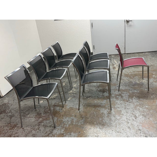 Zanotta Roberto Barbieri for Zanotta Zilli Stacking Chairs, Set of Eight For Sale - Image 4 of 12