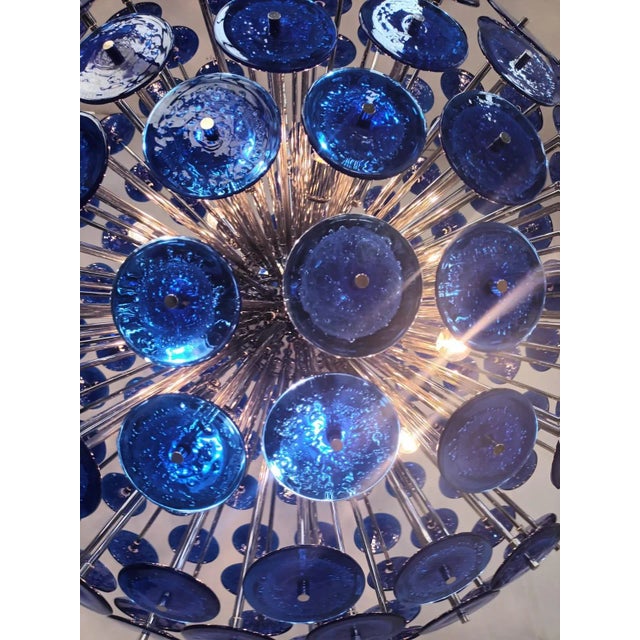 Blue 21st Century Blue Pulegoso Disco Sputnik Chandelier by Fabio Ltd For Sale - Image 8 of 10