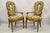 Vintage Hollywood Regency "Keyhole Back" Fireside Lounge Arm Chairs - a Pair. Item features solid wood frames, distressed...