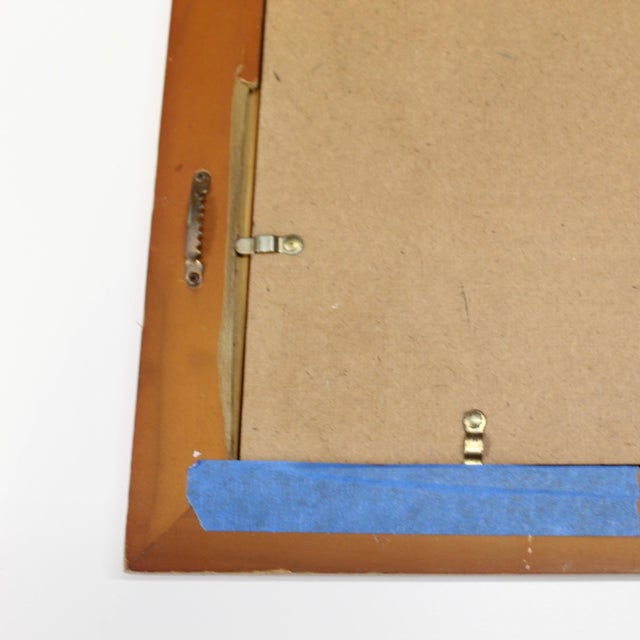 1980s Vintage Wall Mirror | Wood Frame With White Zig Zag For Sale - Image 5 of 7