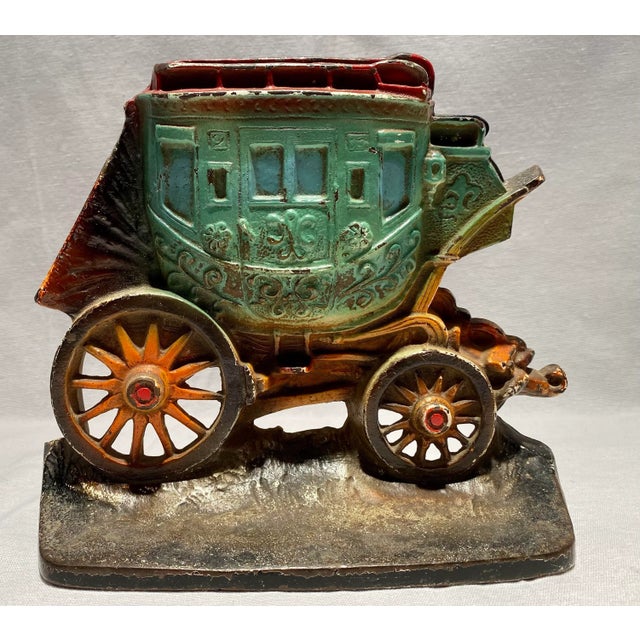 1930s Metal Western Stagecoach Door Stop With Original Paint- Made in Usa -1930 For Sale - Image 11 of 11