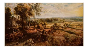 After Sir Peter P. Rubens "Landscape With Castle Steen", First Edition Cottage Style Lithograph