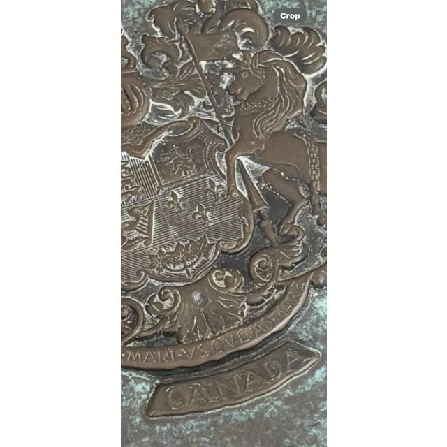 Very handsome bronze Canadian heraldry crested plate. Raised relief with words & symbols centered in great detail. Common...