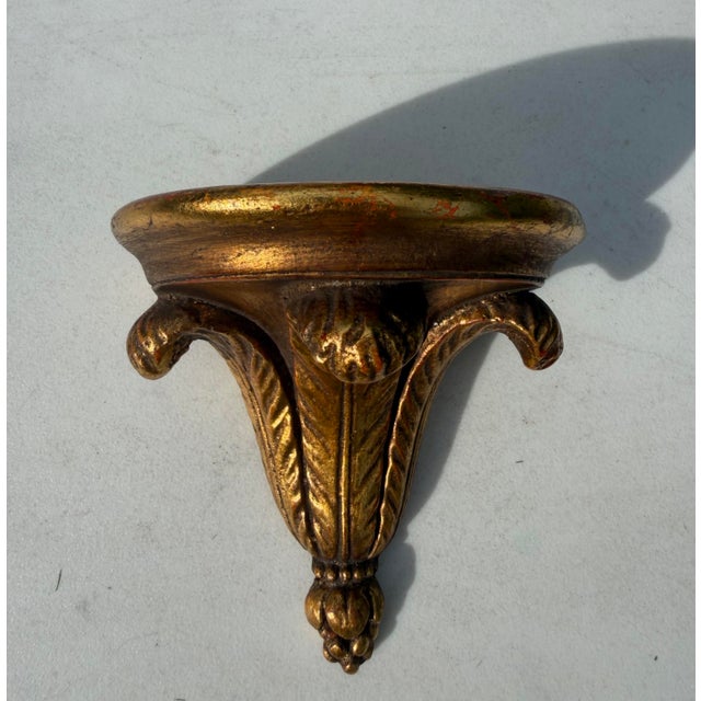 Hollywood Regency Vintage Petite Italian Florentine Gilt Wall Bracket Shelf For Sale - Image 3 of 9