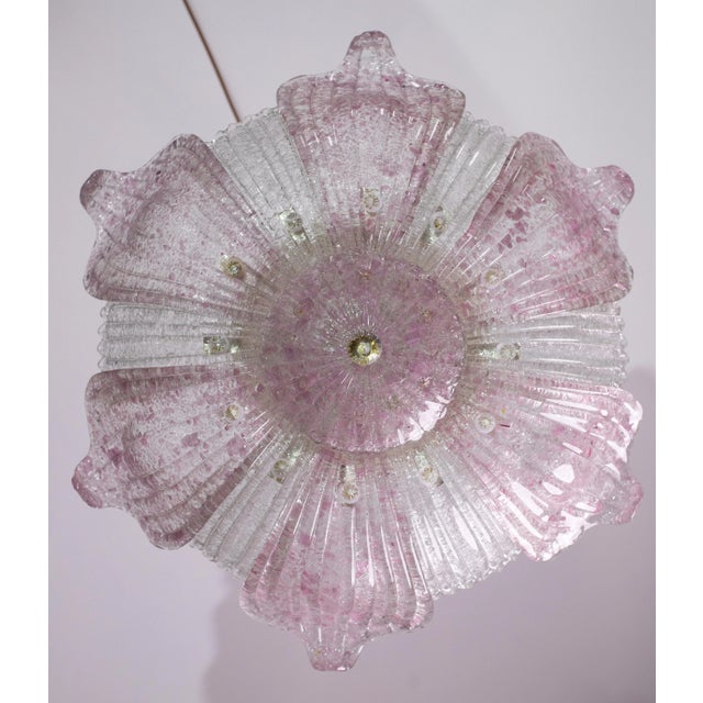 1970s Vintage 1970s Murano Glass Ceiling Lamp Pink For Sale - Image 5 of 12
