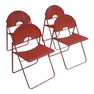 Italian Folding Metal Chairs by Fly Line - Set of 4
