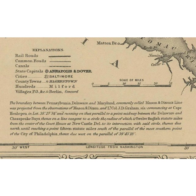 Black Delaware and Maryland Map, 1864 For Sale - Image 8 of 12