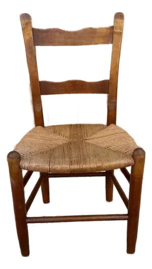 Early 20th Century Antique Early American Rustic Shaker Style Rush Seat Side Chair