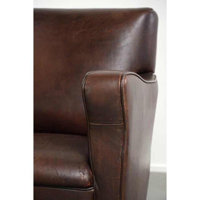 Vintage Sheepskin Armchair with Fixed Seat Cushion For Sale - Image 10 of 13