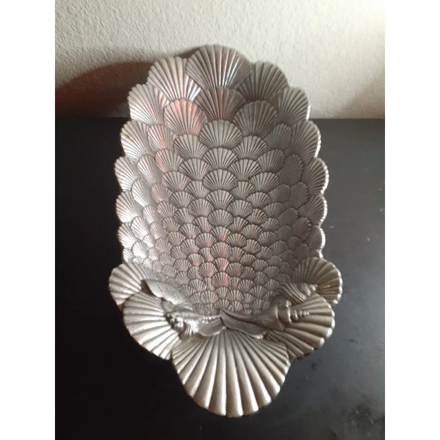 Mid-Century Modern 1994 Arthur Court Seashell Motif Aluminium Oval Bowl For Sale - Image 3 of 8