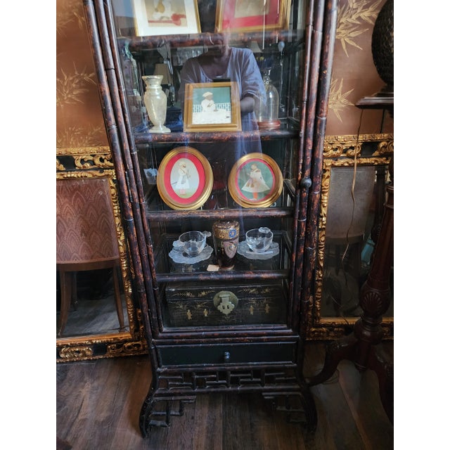 Vintage Bamboo and Glass Vitrine Display Case Cabinet For Sale - Image 10 of 10