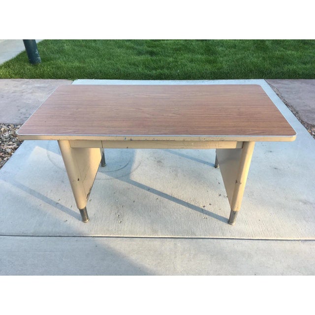1970s Mid-Century Modern Industrial Tanker Writing Desk For Sale - Image 5 of 10