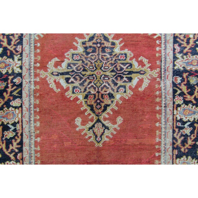 Salmon House of Séance - 1980s Vintage Anatolian Aksaray Medallion Wool Pile Hand-Knotted Runner - 3’11” X 10’6” For Sale - Image 8 of 11
