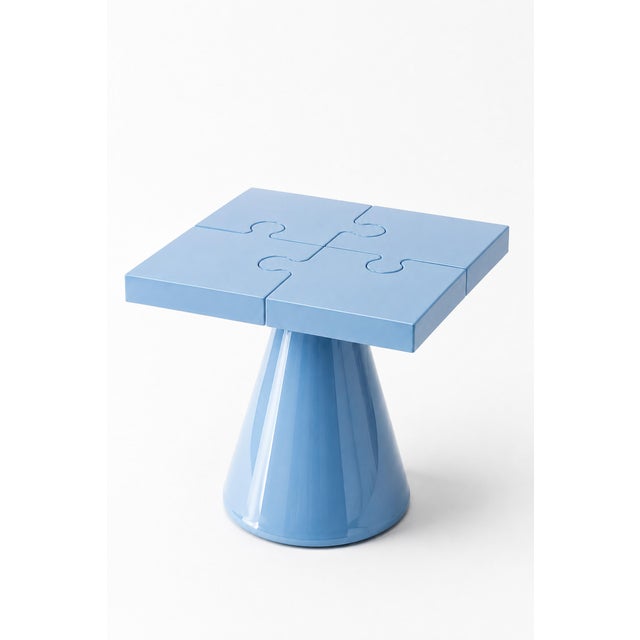 Popzlle Side Table in Blue Lacquer by Alexandre Ligios For Sale - Image 9 of 11
