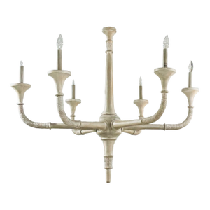 Currey & Company Modern Wood and Abaca Sandstone Aleister Chandelier