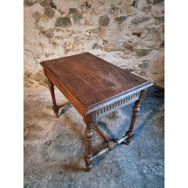 French Walnut Writing Desk, 1930s For Sale - Image 9 of 15