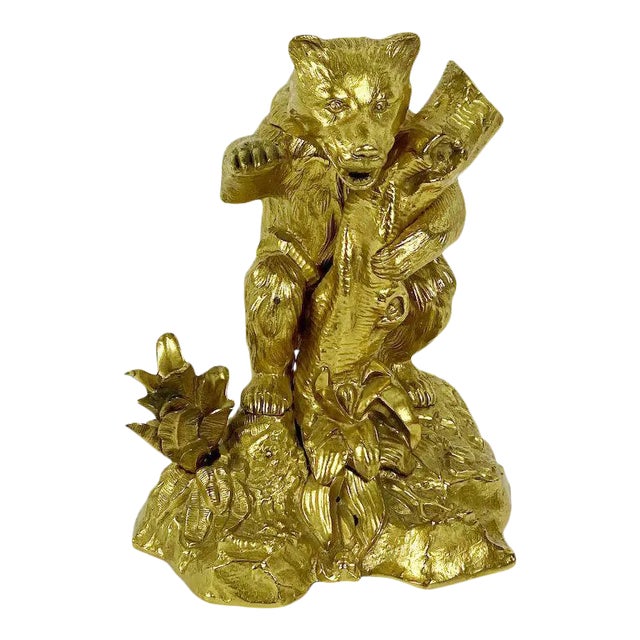 20th Century Gilt Bronze Dore Bear Inkwell For Sale