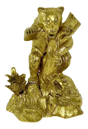 20th Century Gilt Bronze Dore Bear Inkwell