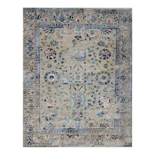 Handwoven Ivory Transitional Style Area Rug 8'2" X 9'7" For Sale