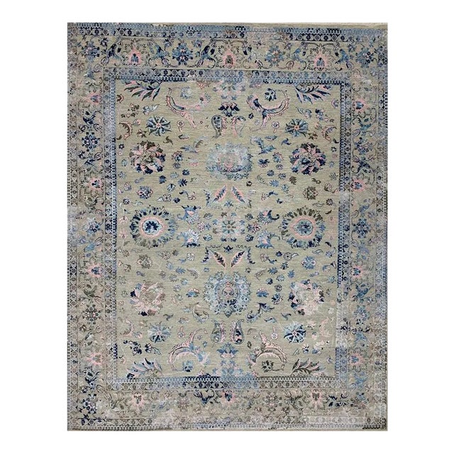 Handwoven Ivory Transitional Style Area Rug 8'2" X 9'7" For Sale