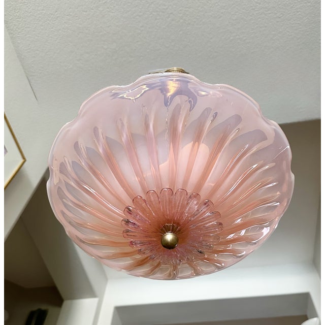 Murano Glass Round Pink Opalescence Glass Chandelier or Pendant For Sale - Image 9 of 18