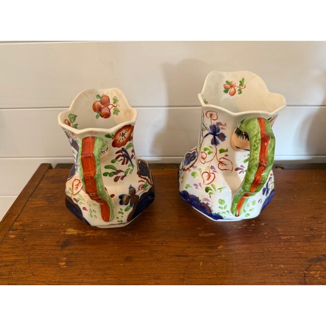 For your collection a set of two 19th century gaudy Welsh milk jugs or pitchers. These are in a typical colorful multi...