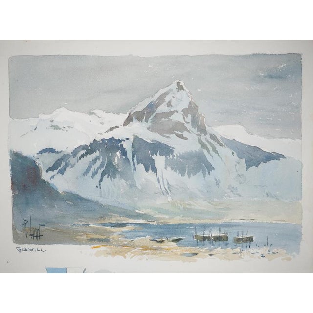 René Leverd, Switzerland, Mont Blanc from Lucerne, Watercolor For Sale - Image 3 of 11