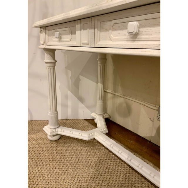 Jonathan Charles Jonathan Charles Transitional Chalk White Seagrass Console Table For Sale - Image 4 of 5