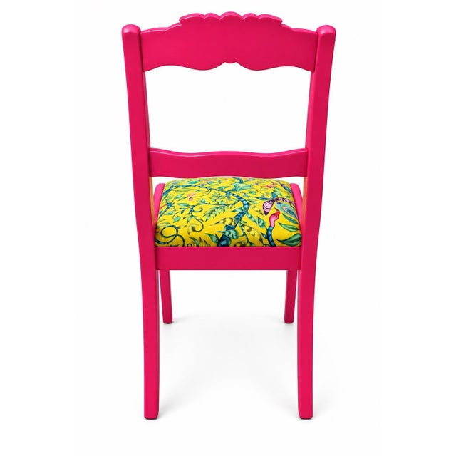 A delightful fusion of vintage elegance and contemporary maximalist design, this one-of-a-kind accent chair has been...