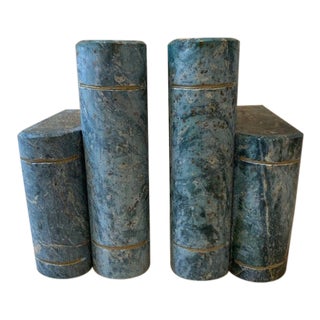 1960's Italian Green Marble Bookends - a Pair For Sale