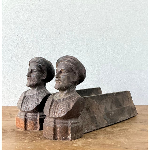 Mid 20th Century Vintage Regency French Figurative Andirons - Set of 2 For Sale - Image 5 of 9