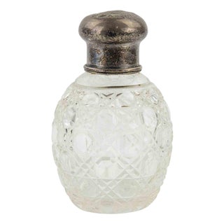 Vintage Art Nouveau Liberty Perfume Bottle in Glass and Silver Cap, 1910s For Sale