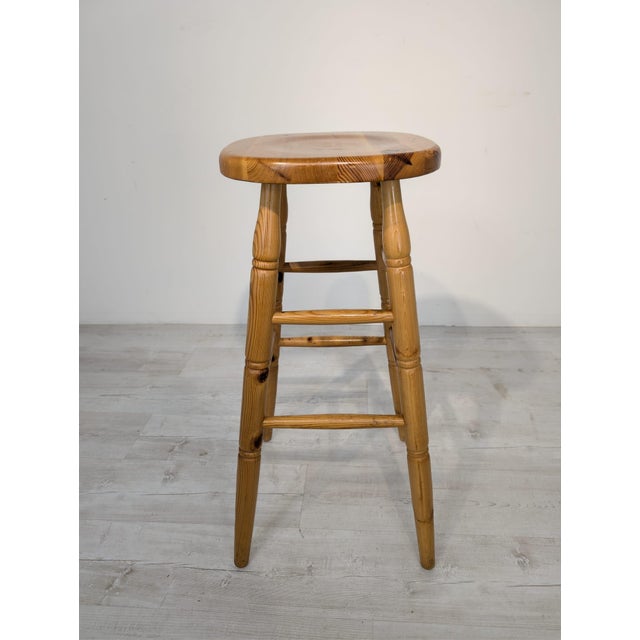 1960s Vintage Bar Stool in Pine, 1960s For Sale - Image 5 of 14