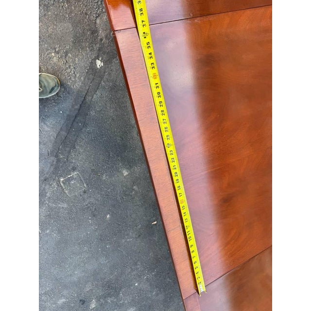 Early 20th Century Large Geogrian Style Three Triple Pedestal Base Inlaid Mahogany Dining Table With Leaves. For Sale - Image 15 of 18