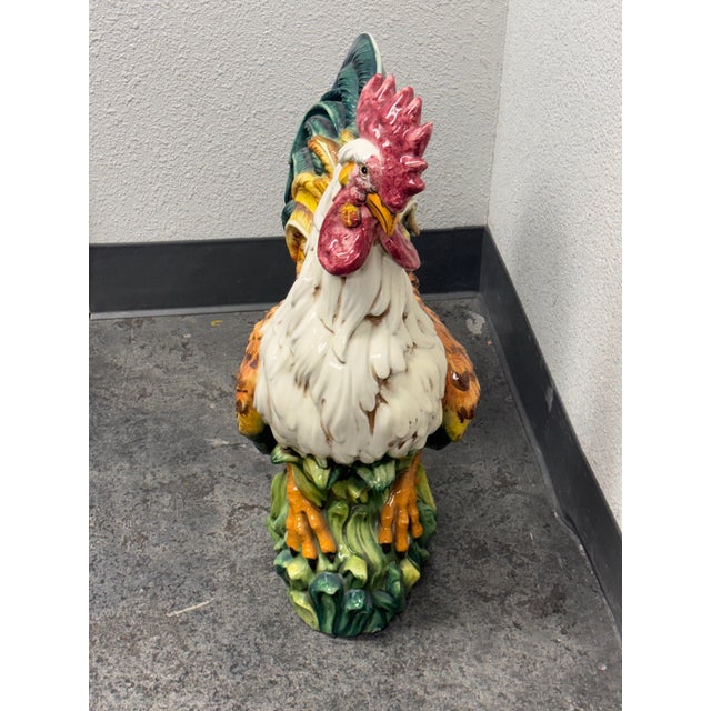Glazed Ceramic Rooster Sculpture, Large For Sale - Image 4 of 12