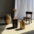 Side Table in Black Petrified Wood with Beige Striations and a Circular Arc For Sale - Image 5 of 18
