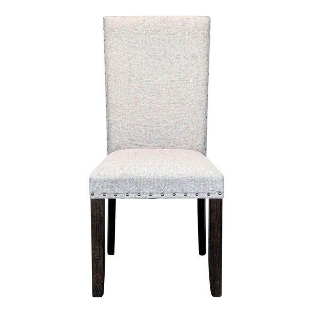 Pottery Barn Upholstered Parsons Dining Chair With Nailhead Trim For Sale