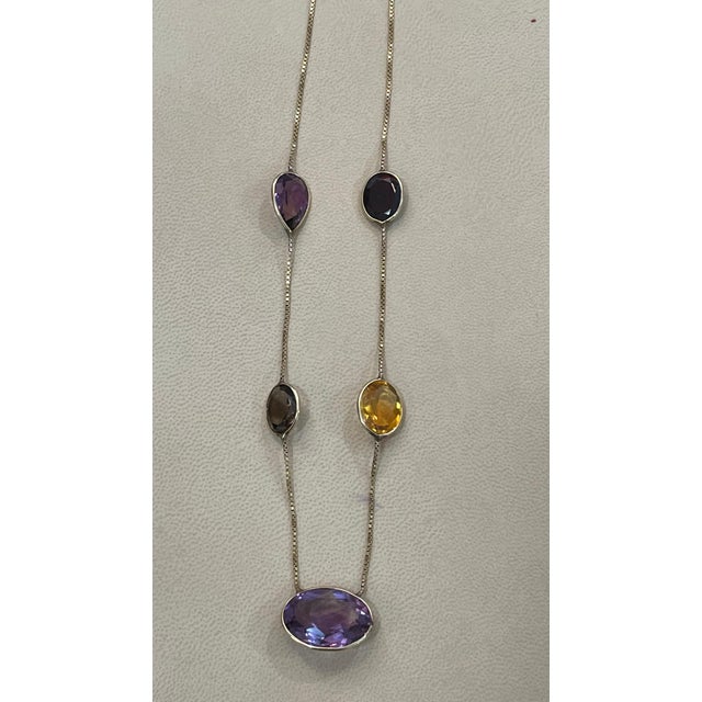 20 Carat Amethyst, Citrine and Smoky Quartz 5-Piece Chain Necklace 14 Karat Gold For Sale - Image 17 of 18