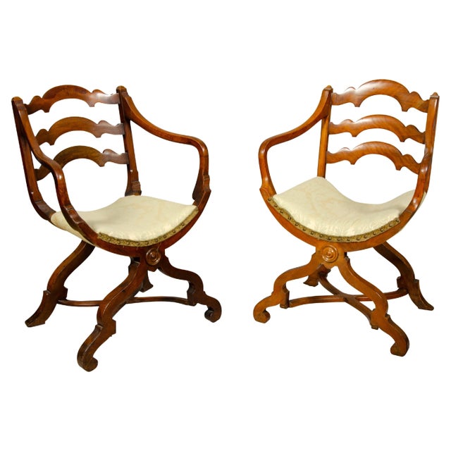 European Walnut Gondola Chairs - A Pair For Sale - Image 13 of 13