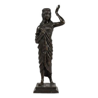 Egyptian Revival Female Figure in Patinated Metal, 1920s For Sale