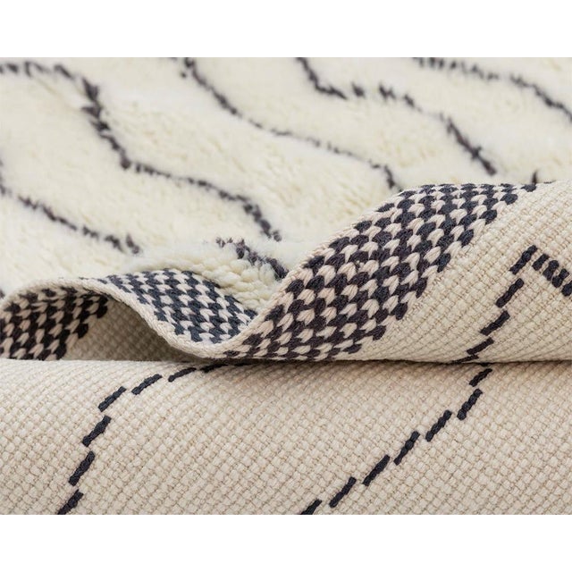 Chevron Stripe Hand-Knotted Moroccan Wool Rug | 9'7" X 6'8" | One of a Kind For Sale - Image 9 of 13