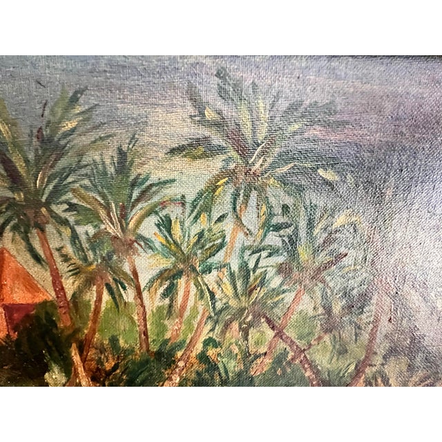 Nautical Vintage Set of 2 Tiki Oil Paintings W/Light Wood Frames - Signed For Sale - Image 3 of 7
