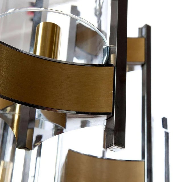 Gaetano Sciolari Nine-Light Chrome and Glass Chandelier by Gaetano Sciolari, 1960s For Sale - Image 4 of 11